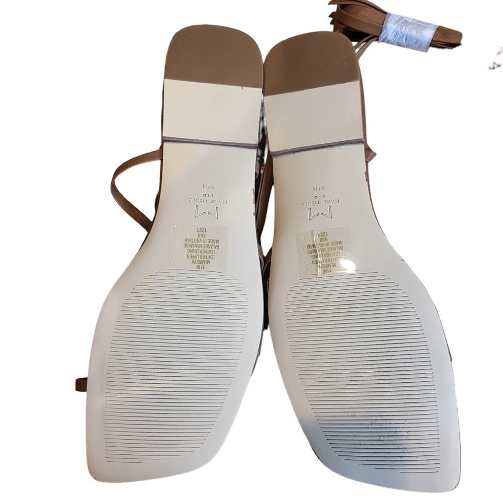 Marc Fisher LTD Square Toe Strappy Thong Sandal Brown 11 - Picture 6 of 7